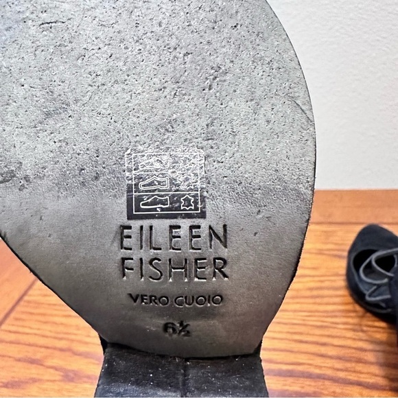 Eileen Fisher Women's 6.5 Black Suede Rope Ghillie Lace Block Heel Wedding Guest - Picture 6 of 8